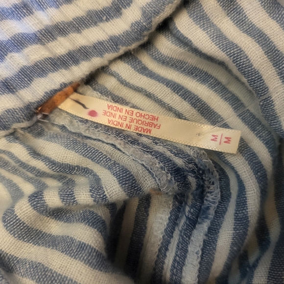 Free People Candace Midi Skirt Blue Stripe Medium - Picture 9 of 10